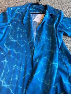 Theory Men's Vibrant Blue Pool-Print Shirt Jacket